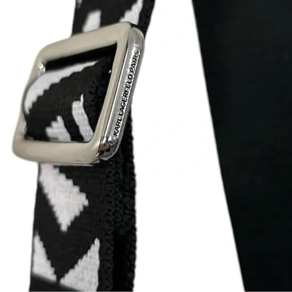 Karl Lagerfeld Paris Crossbody Bag Paris Print Cream Logo Strap Adjustable NWT - Picture 10 of 14